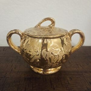 Vintage MCM McCOY Ceramic 24K Gold WEEPING BRACADE Sugar Creamer Bowl